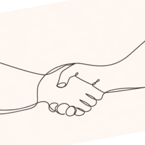 Zwei Hände, die sich in einer minimalistischen Zeichnung zum Handschlag treffen.